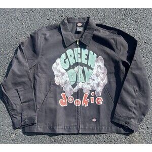 Vintage Green Day Dookie Dickies XXL Black Work Jacket Road Crew